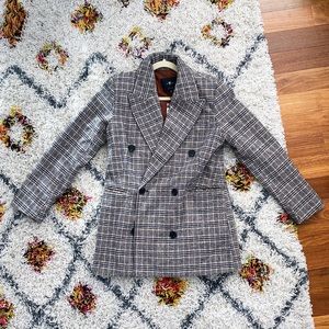 NWT 7 For All Mankind Plaid Peak Lapel Boyfriend Blazer (Small)